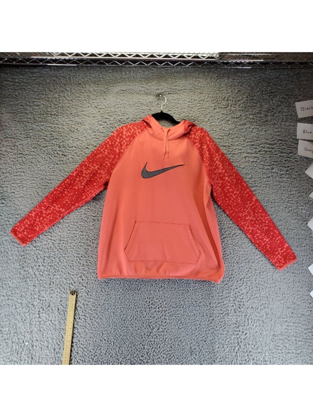 Nike Top Womens XL Orange Hoodie Dri-Fit Logo Pullover Kangaroo Pocket